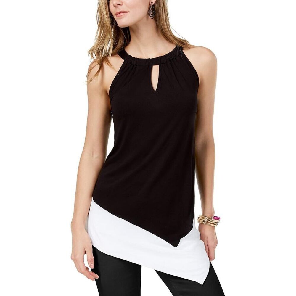INC International Concepts Womens Activewear Asymmetrical Keyhole Top Size S
